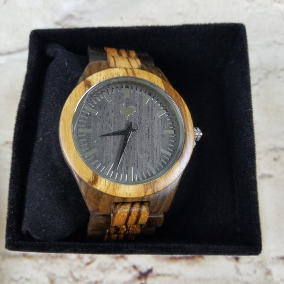 Buckeye Wood Watch White Rooster Groom Father Gift Minimalist Neutral Preppy New - Picture 5 of 8